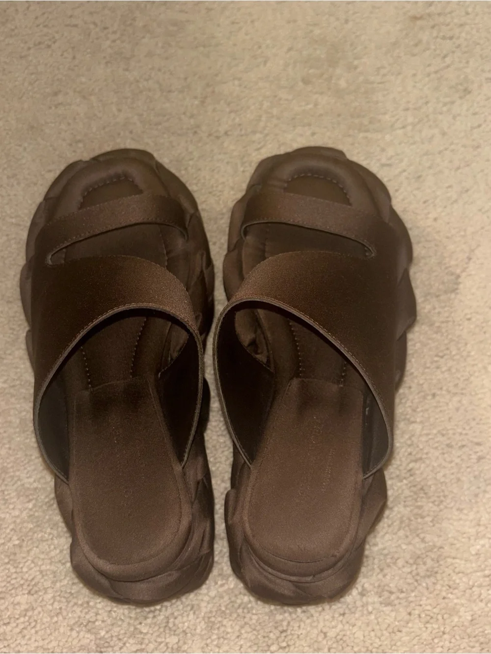 Paloma Barceló Brown Satin Braided Platform Sandals
